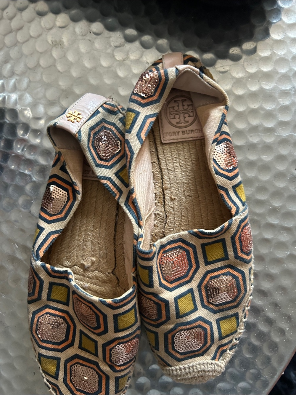 Tory Burch Multicolor Geometric Sequin Espadrilles